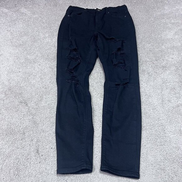 Mudd Jeans High Rise Ankle Jegging Skinny Black Distressed Pockets Size 11 - Picture 5 of 12